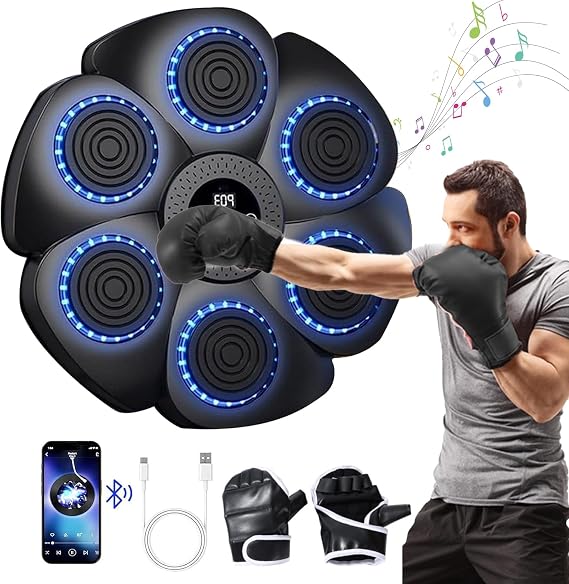 Bobety Music Boxing Machine, Smart Bluetooth Music Punch Machine with Score Display, 9 Speeds & 11 Models, Wall Mounted Boxing Machine for Adults&Kids