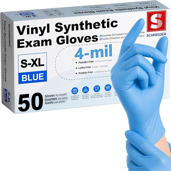 Schneider Medical Nitrile/Vinyl Blend Exam Gloves, Black Disposable