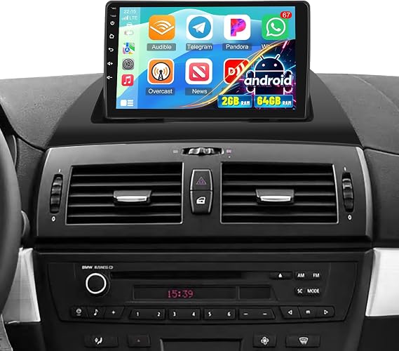 for BMW X3 E83 Radio 2004 2005 2006 2007 2008 2009 2010 2011 2012, [2G+64G] X3 Android Car Stereo with 9 inch Screen Carplay/Android Auto/1080P/Bluetooth/WiFi