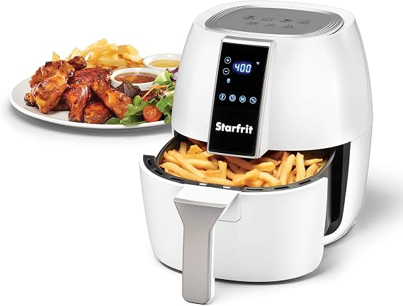 Starfrit Digital Air Fryer, 3.7 QT, 1400W, LED Touch, 7 Presets, White