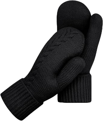 Winter Mittens Gloves for Women Warm Thermal Fleece Thick Knit Soft Cozy Wool Snow Mittens for Cold Weather Gifts