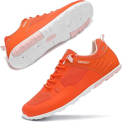 Kricely Mens Barefoot Grounded Footwear Wide Toe Trail Running Shoes Men Minimalist Shoes for Hiking Gym Workout Sneakers Orange Size 10