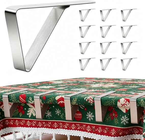 12 PCS Metal Tablecloth Clips Holder Securing Outdoor & Indoor Table Cloth