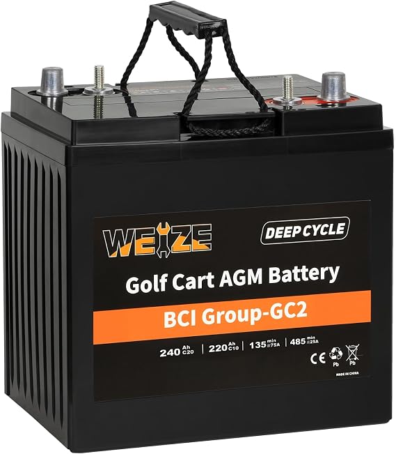 Weize GC2 6V Golf Cart Battery, 240ah Deep Cycle AGM Battery for Golf Cart, Scissor Lift, Scrubber Sweeper