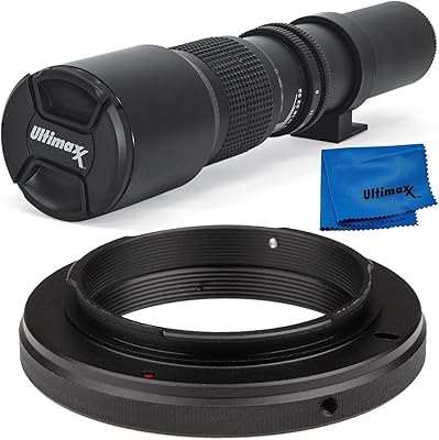 Ultimaxx 500mm f8 Multi-Coated Telephoto Lens Kit for Nikon D7500, D500, D600, D610, D700, D750, D800, D810, D850, D3100, D3200, D3300, D3400, D5100, D5200, D5300, D5500, D5600, D7000, D7100, D7200