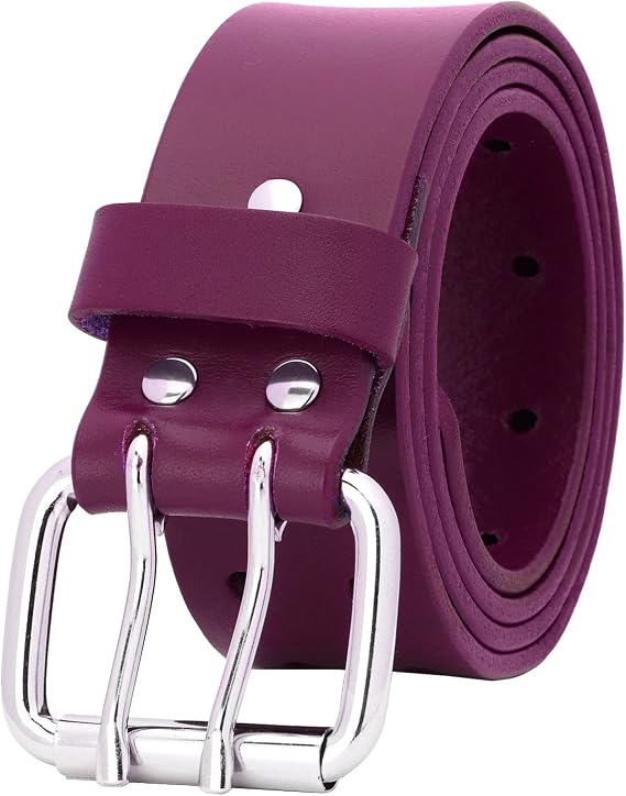 Falari Men's Full Grain Leather Belt Double Prong Stainless Steel Buckle Size 40 fit waist 36-38