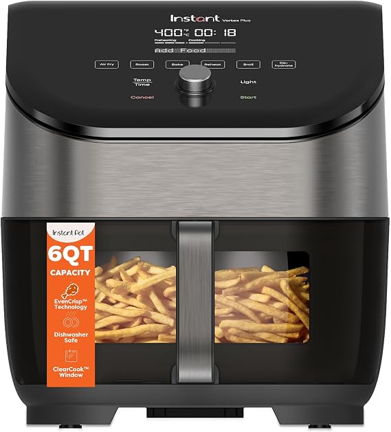 Instant Pot Vortex Plus 6 Qt 6-in-1 Air Fryer with Odor Erase Tech, Black