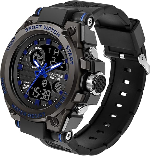 findtime Military Watches for Men Waterproof Tactical Watches Men Army Digital Sports Outdoor Stopwatch LED Survival Tough Electronic Alarm Clock Black Gold Wrist Watch