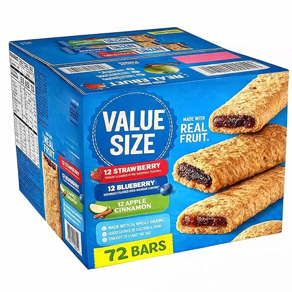 Soft Baked Breakfast Bars, Made With Whole Grains, Kids Snacks, Variety Pack (72 Bars)