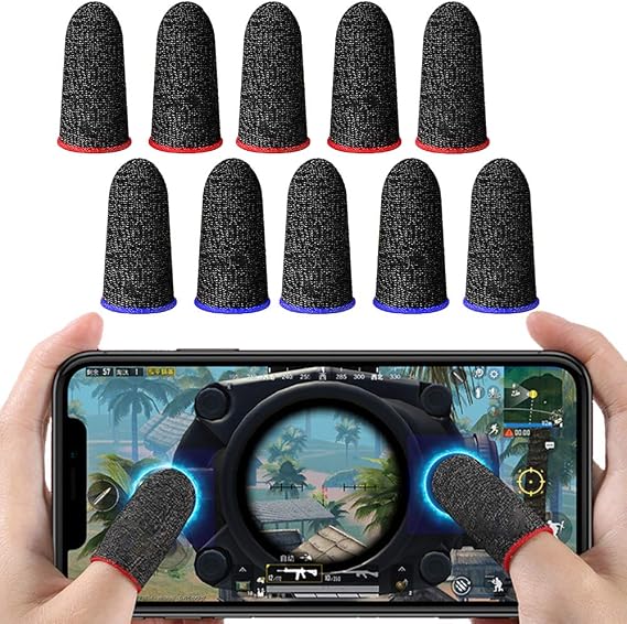 Finger Sleeves for Gaming, Anti-Sweat Gaming Finger Sleeve for Mobile Gaming Controller Accessories, Soft Breathable Thumb Sleeves Mobile Gaming Sleeve (10 Pcs)