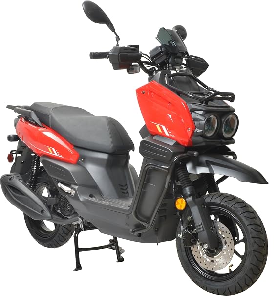 HHH Tank 150 Moped Gas 150cc Scooter 150cc Motorcycle Automatic Adult Bike with 12" Aluminum Wheels (Red)