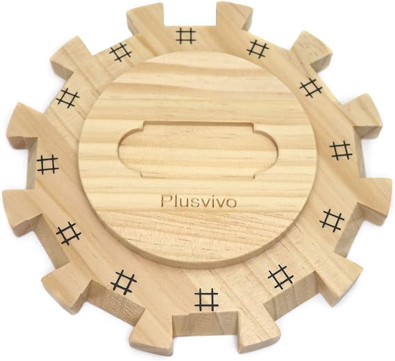 plusvivo Dominoes Mexican Train Hub Up to 12 Players, Wooden Mexican Train Hub Centerpiece with Felted Bottom Made of Superior Pine