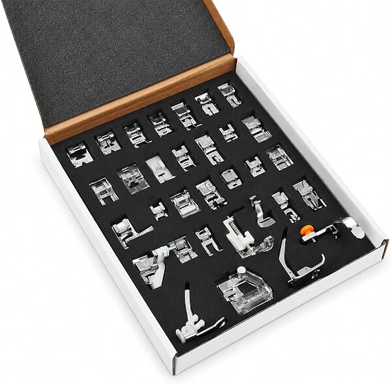 32Pcs Sewing Machine Presser,Zipping, Buttonholing,Quilting in Single Kit | Compatible With Babylock Janome Elna Toyota New Home Simplicity Necchi Kenmore Replacement Sewing Machine Accessories