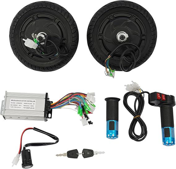 Electric Conversion Motor Kit for 8 Inch Electric Scooter, 350W 36V Dual Hub Motor Kit, 3-Speed Wheel Motor Conversion Hub Kit with Reverse Throttle, 740RPM Easy Install