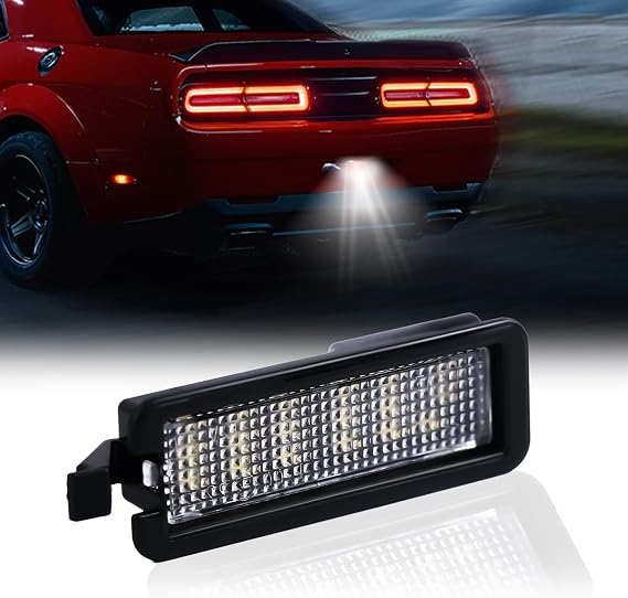 LED License Plate Light For 2015-2022 Dodge Charger Challenger Chrysler 300 Pacifica Jeep Compass Tag Lamp Assembly, 6000K White 1PCS