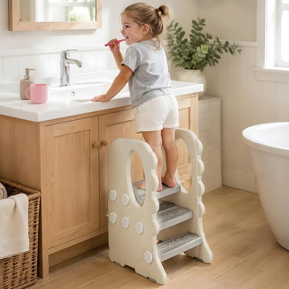 Toddler Step Stool for Bathroom Sink, Adjustable 3 Step Stool for Kids