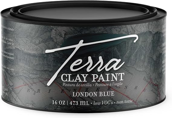 Dixie Belle Paint Company Terra Clay Paint - London Blue (16oz) | Royal Blue Water-Based Terra Artisan Clay Paint for DIY Wood, Canvas, Tile, Fabric, Home