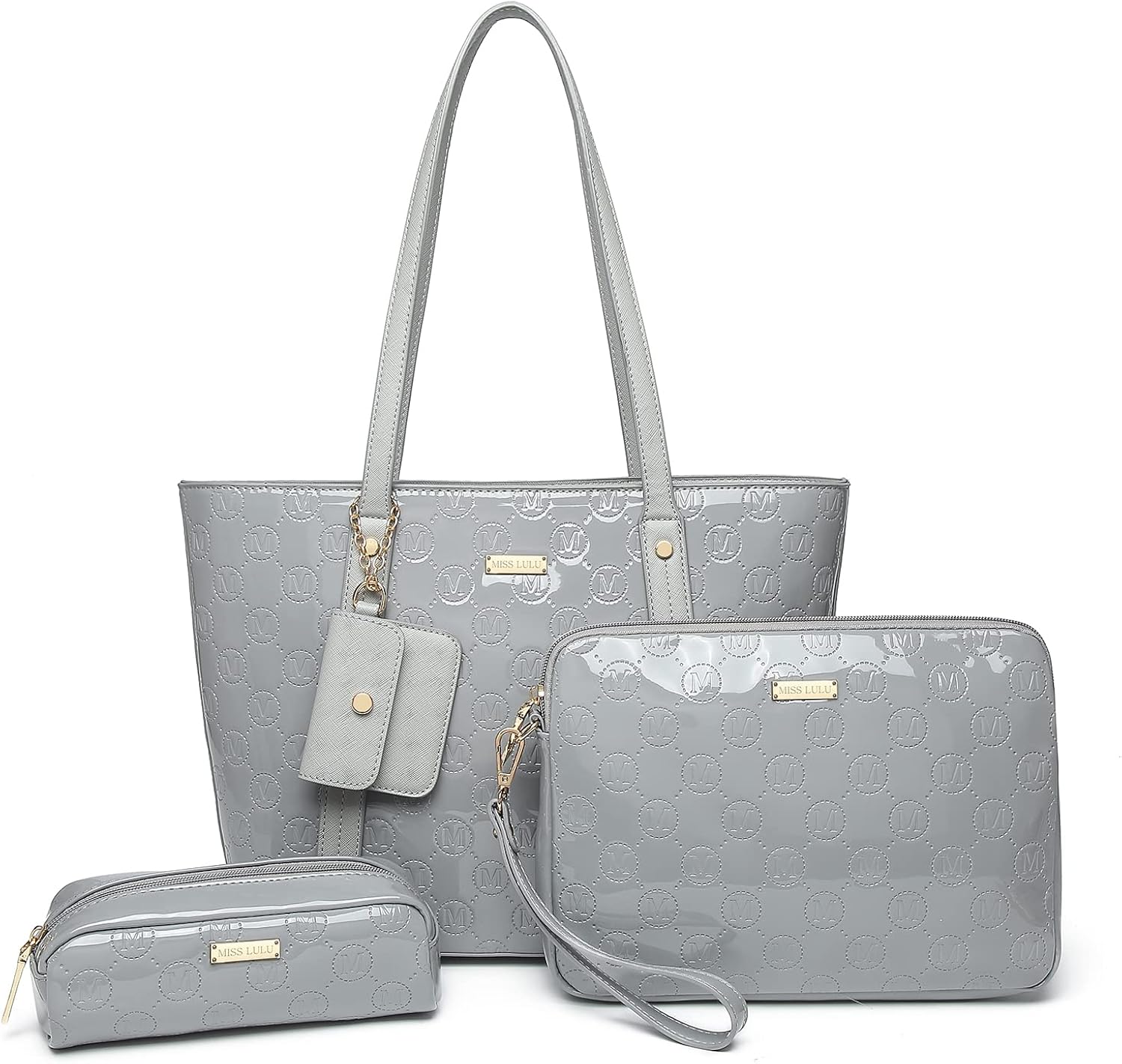 Miss Lulu Shoulder Hobo Bag PU Leather Women Tote Bag 4 Pcs Handbag
