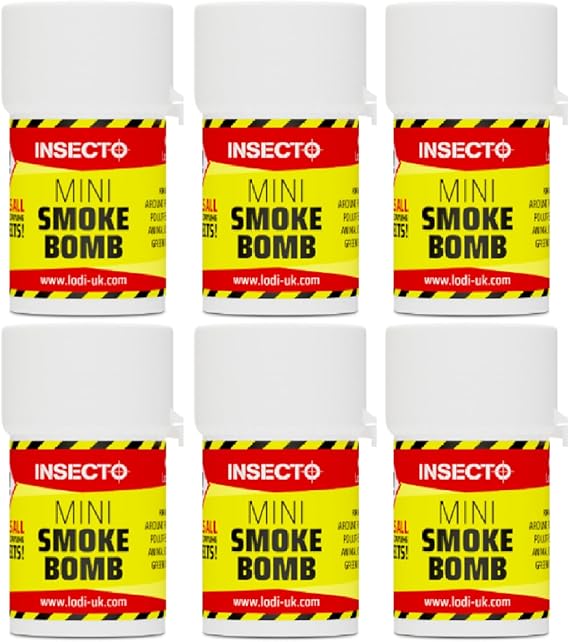 Insecto Smoke Bombs - Mini 3.5g (pack of 6) | 6 x 3.5g Insecto mini smoke generators for authorised indoor treatment of flying and crawling insects.