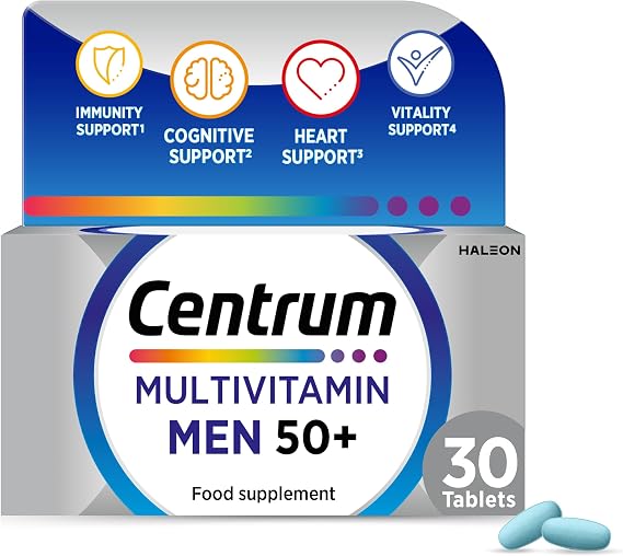 Centrum Men 50+ Multivitamin Tablets, 23 Nutrients, 30 Count
