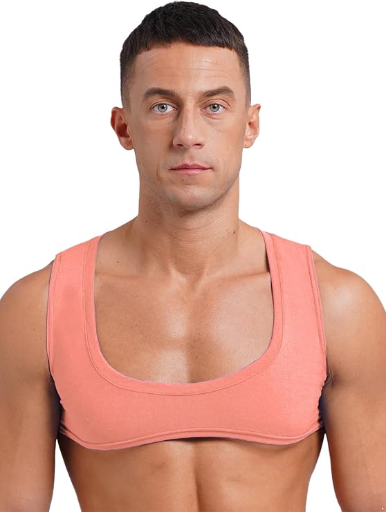 Men's Sports Bra Sleeveless Muscle Half T-Shirts Basic Bras Crop Tops Fitness Gym Vest Tops