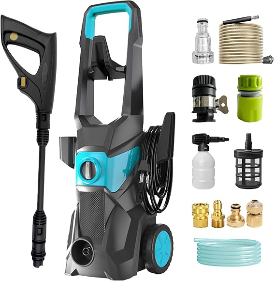 Electric Pressure Washer 1600W, 150 Bar Jet Washer with 480L/H Flow Rate