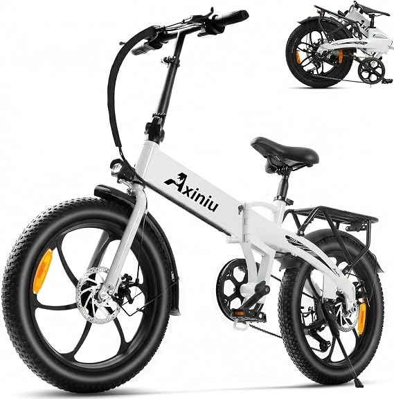Axiniu 20" Folding Electric Bike850W Electric Bikes for Adults48V 13Ah Portable Battery48.5Lbs Lightweight Folding E-Bike60 Miles Range25mph Speed - Class 2 Fat TIre Ebike