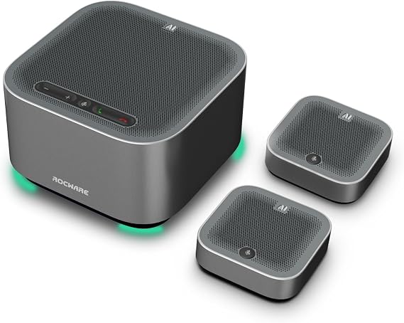 A10 Conference Speakerphone - USB Speakerphone with 360 Omnidirectional Microphone, AI Noise Cancellation, Compact Design for Office, Home, and Remote Meetings