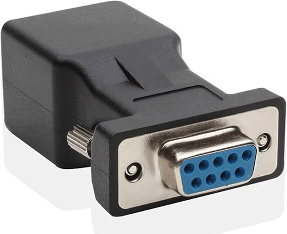 DB9 RS232 Female to RJ45 Female Adapter COM Port to LAN Ethernet Port Converter