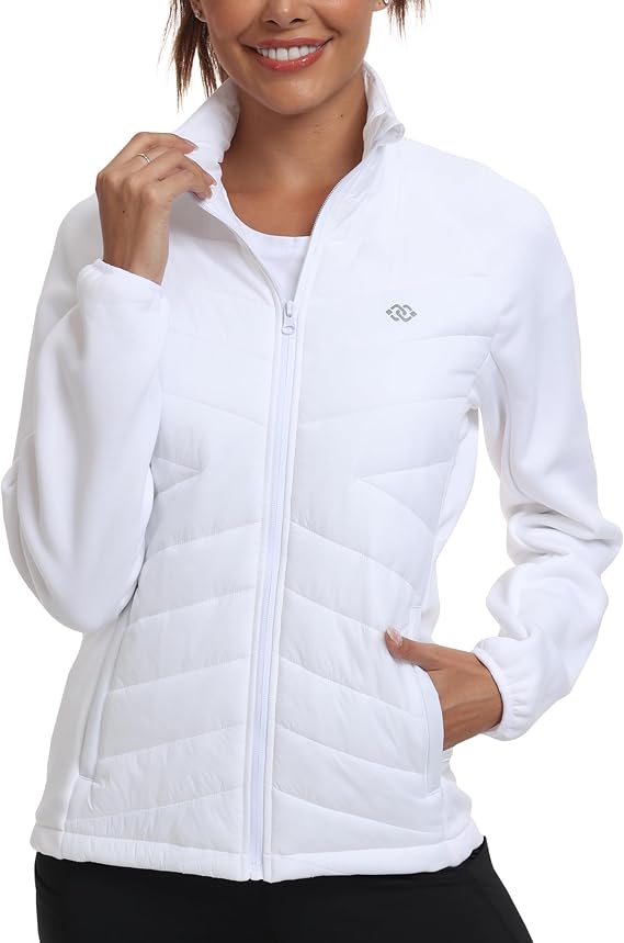 MoFiz Women Lightweight Insulated Hiking Jacket Fleece Lined Running Jacket