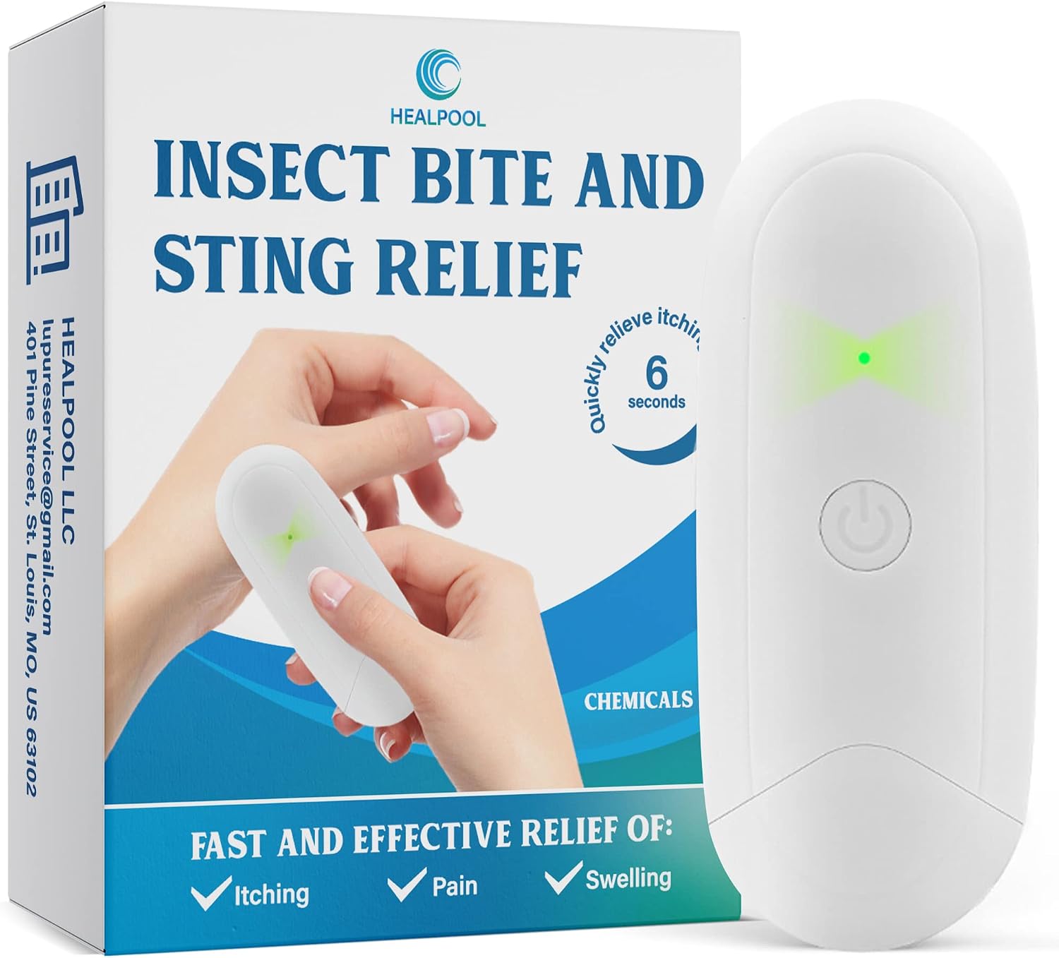 HEALPOOL Insect Bite and Sting Relief, Bugs Bite Mosquito Sting Treatment, Fast and Natural Relief from Itching and Swelling Chemical Free for Pregnant Women and Children