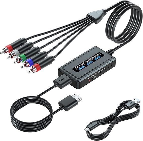 HDMI to Component Converter Cable with Scaler Function, 1080P HDMI to YPbPr Scaler Converter Supports 1080i HD Input for Old TVs