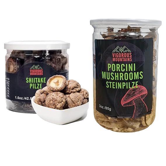 VIGOROUS MOUNTAINS Dried Shiitake Mushrooms and Dried Porcini Mushrooms for Cooking