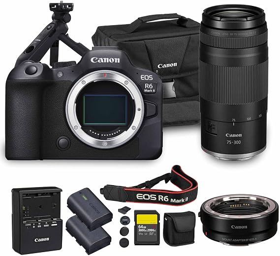 Canon EOS R6 Mark II Camera with RF 75-300mm Lens & Adapter Bundle