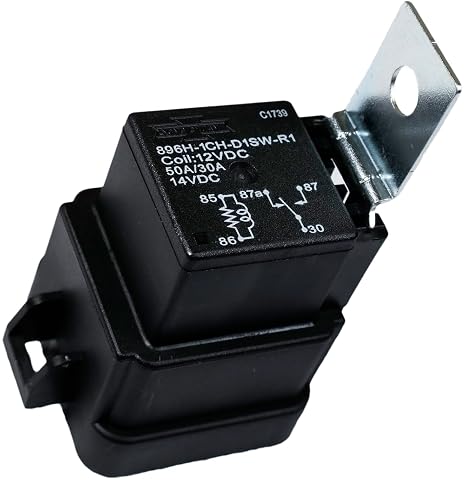 Song Chuan 50/30A, 50A 12VDC Automotive Relay, 12V Form 1C, Dust Cover Type, Skirted Cover Cover, Weather Proof Version