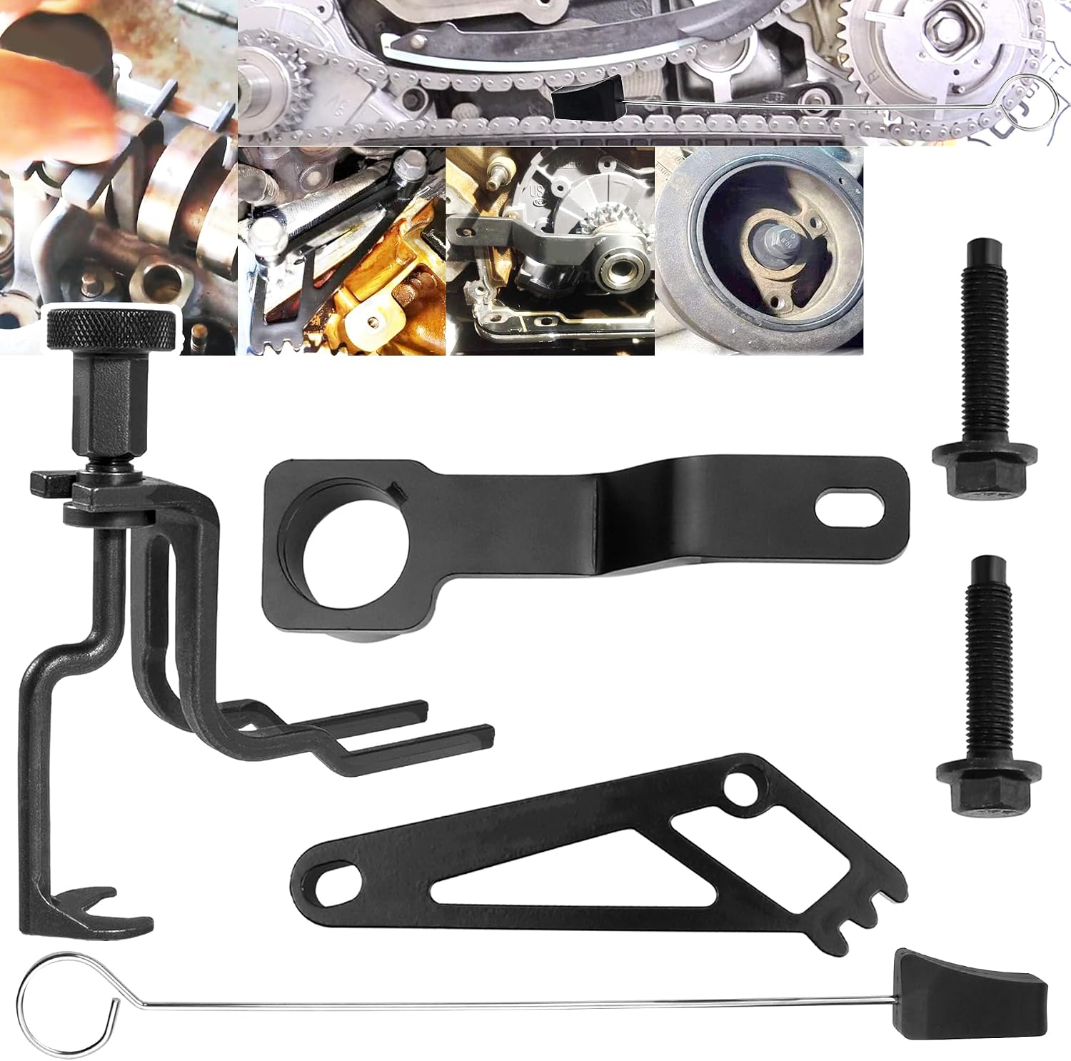 Timing Belt Tools Compatible with Ford 4.6L5.4L 3V Engine Valve Spring Compressor Cam Phaser Holding Timing Chain Locking Wedge Crankshaft Positioning Wrench Holder Pulley Bolt Tool Set