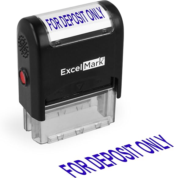 ExcelMark for Deposit ONLY - A1539 Self Inking Rubber Bank Stamp - Blue Ink
