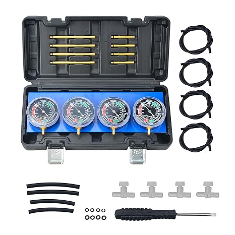 Motorcycle Carburetor Synchronizer Tool Kit Fuel Vacuum Carb Sync Gauge Set with Rubber Hose
