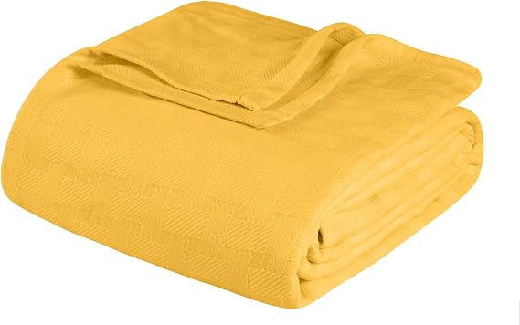 Superior Cotton Blanket Breathable All Season Comfy Bedding, King, Gold