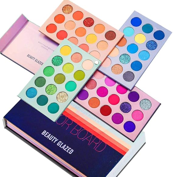 Beauty Glazed Beauty is a 60-color makeup eyeshadow palette 4-in-1 color board pressed glitter eyeshadow 4 layers 5-month rotation matte pearl shine highly pigmented cosmetic eyeshadow
