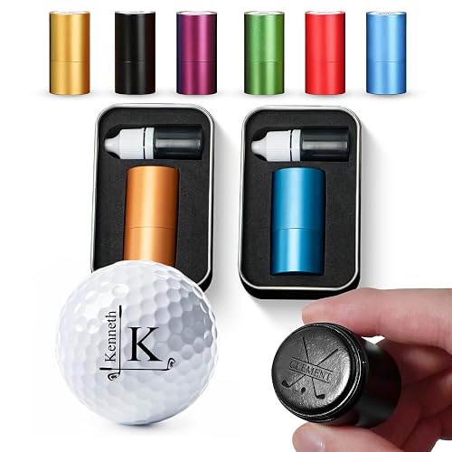 Personalized Large Golf Ball Stamp 20 mm Logo, with Metal Storage Case, Custom Name or Logo, Reusable Golf Ball Marking, Men's Golf Accessories, Gifts for Golf Lovers, Golfers, Dad, Husband
