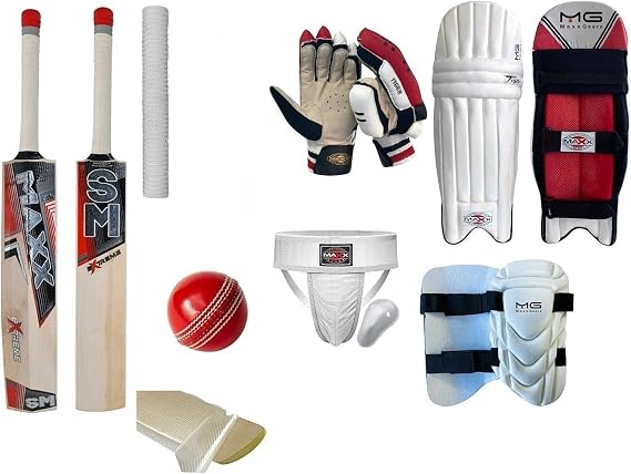 Maxx Cricket Set (10pc) – Bat, Leg Pads, Gloves, Ball, Guard, Thigh Pad