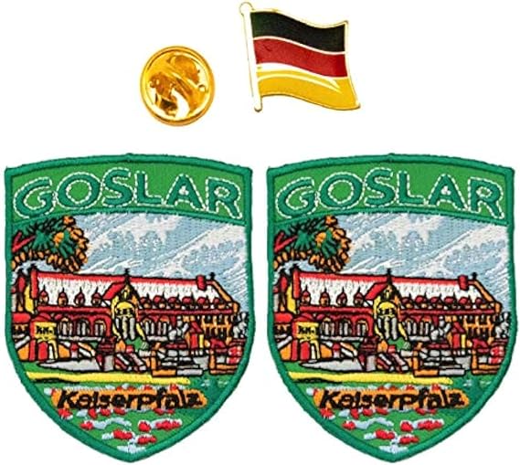 A-ONE - Germany Goslar Shield Patch 2 Pcs + Deutschland Flag Lapel Pin, Shield Patch, Needle Pin No.087D