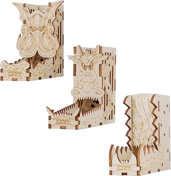 CZYY Mini Dice Tower Set, 3 Wooden Dice Rollers for Micro Dice