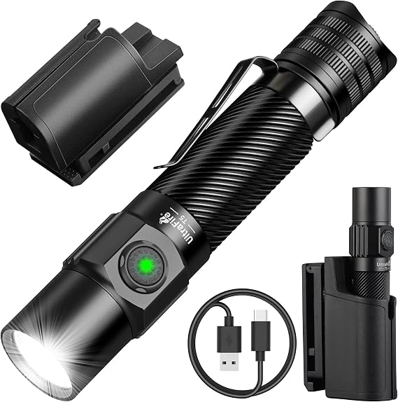 ULTRAFIRE T5 High Lumen Rechargeable Tactical Flashlight with Belt Holster