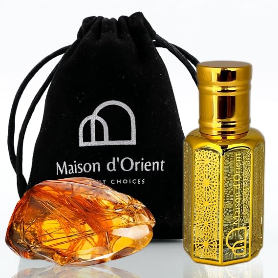 Amber Perfume Oil 12 mL Warm Amber Vanilla and Spices. Concentrated Attar in Arabian Tola Bottle, Alcohol Free, Long Lasting Oil, Compliment Magnet