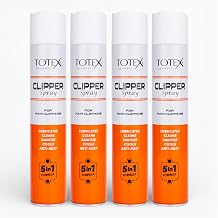 Totex Clipper Spray 400ml – 5-in-1 Lubricates, Cleans, Disinfects, Cools & Anti-Rust | Disinfectant Spray for Hair Clippers, Trimmers, Electric Shavers, Barber Use (4, 400 ml)
