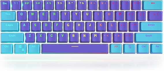 WHYSP 60% Purple Keycaps for 60 Percent Keyboard Double Shot PBT Keycap Set OEM for Cherry MX Switches (KEYCAPS ONLY) (Color A)