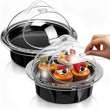 Sawysine 6-piece Acrylic 10'' x 8.3'' Take-to-Serve Sample Display, Sampling Dome Set, Round Clear Food Service Stands, Hinged Dome for Buffet for Grocery Bar Bakery Supermarket Restaurant Trade Show
