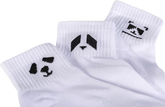 Cute Pattern Crew Socks, White Cotton Blend, 3 Pairs, Antrop